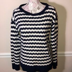 Loft Blue and White  Knit Striped Sweater M